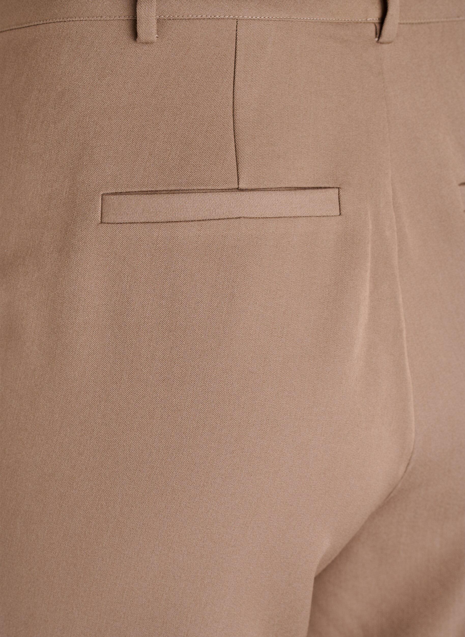 Zizzi H&oslash;ytlivs dressebukser med rette ben, Brun, Packshot image number 3