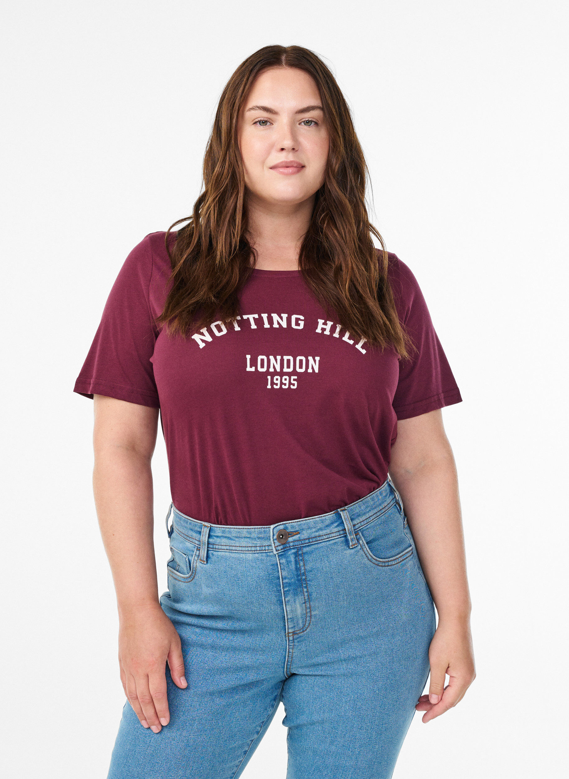 Zizzi T-skjorte med trykk, R&oslash;d, Model image number 0