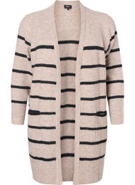 Strikket cardigan med striper, Simply Taupe Mel.