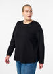 Jerseybluse med rund hals, Svart, Model image number 0