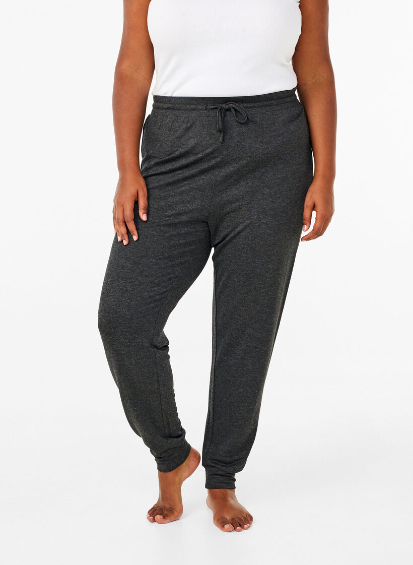 Jerseybukse med høy midje, Dark Grey Melange, Model image number 2