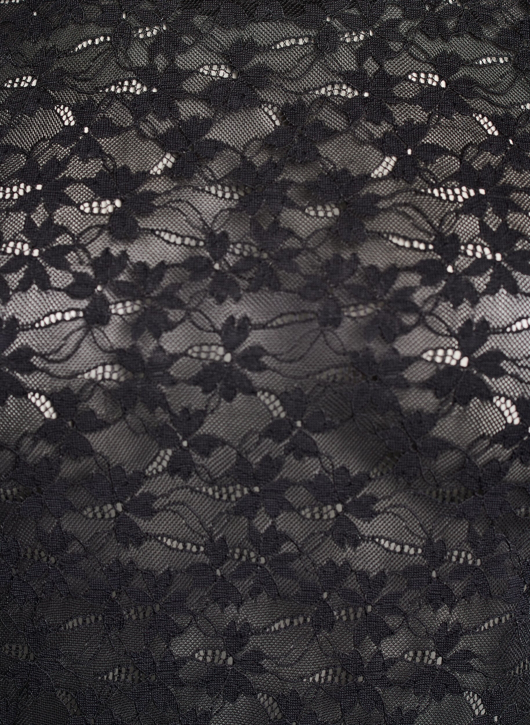 Zizzi Bluse med blonder, rund hals og slim fit, Svart, Packshot image number 2