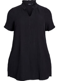 Bomullsmuslin tunika med korte ermer, Black