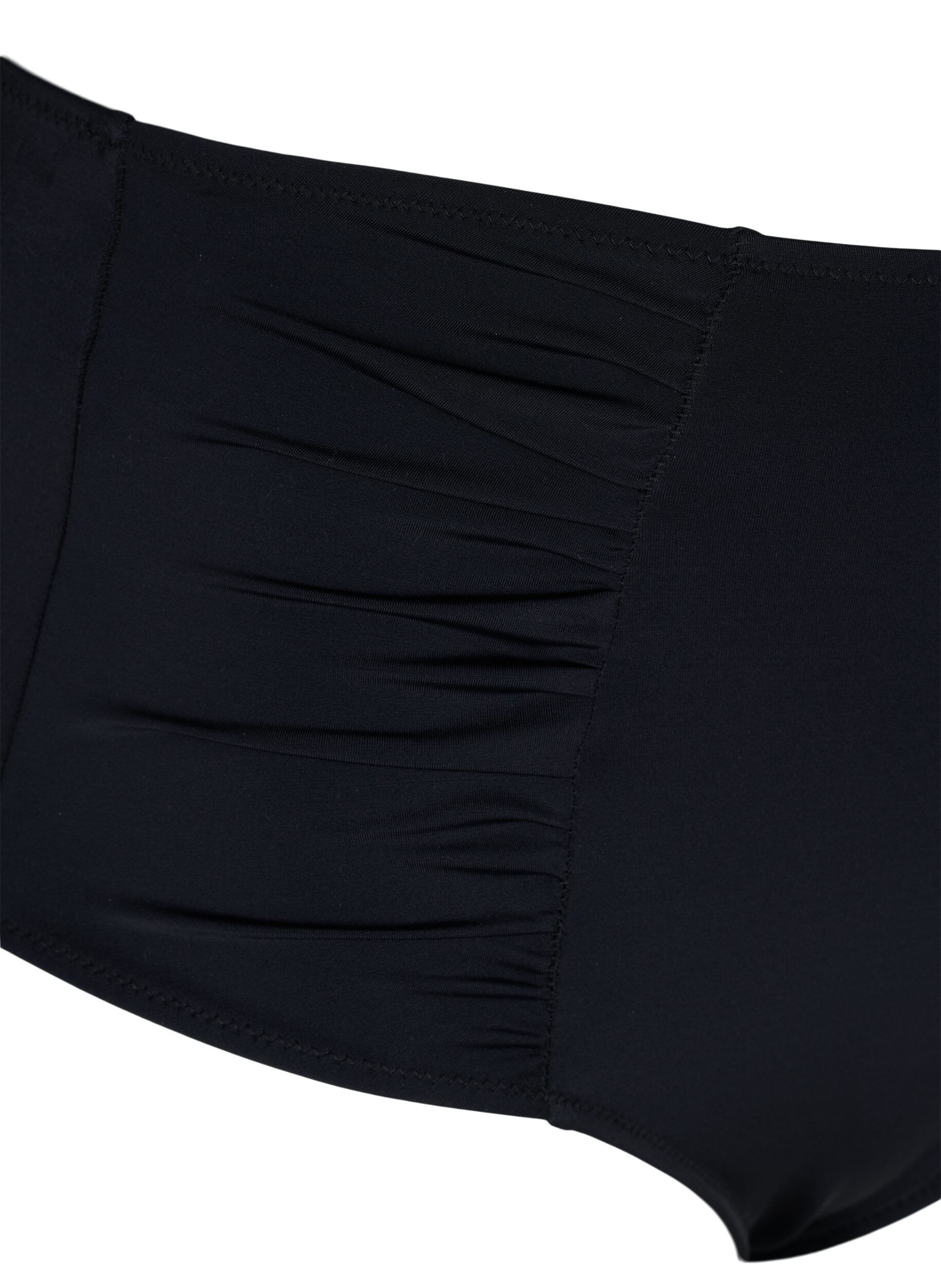 Zizzi Bikinitruse med h&oslash;yt liv og draperinger, Black, Packshot image number 2