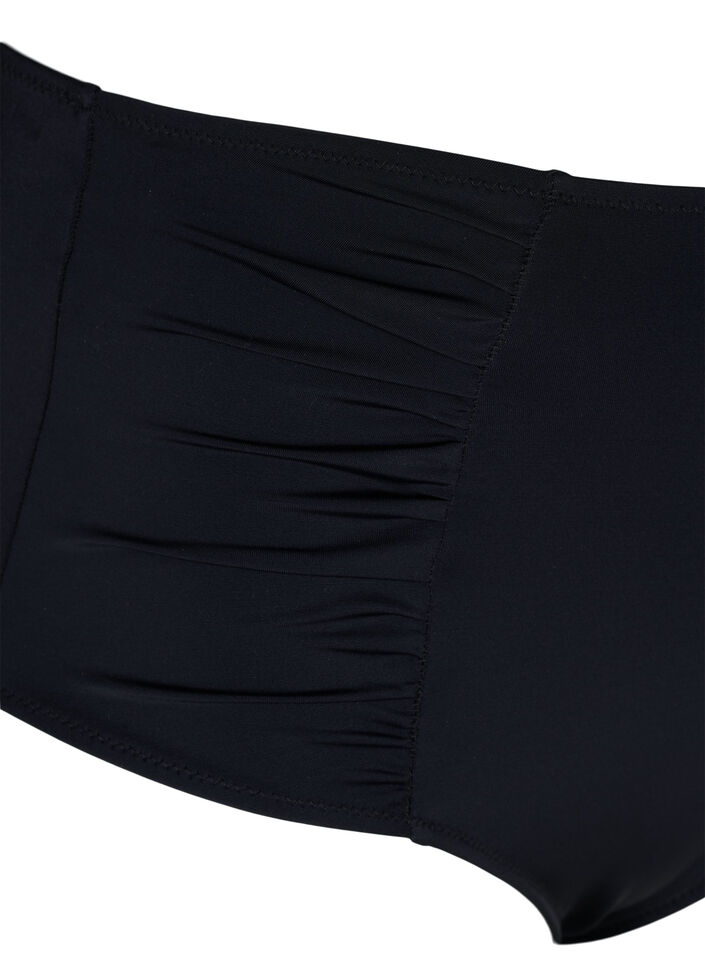 Bikinitruse med høyt liv og draperinger, Black, Packshot image number 2