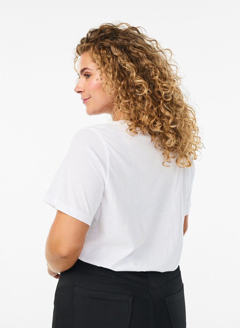 Kortermet t-skjorte med v-hals, Hvit, Model image number 2