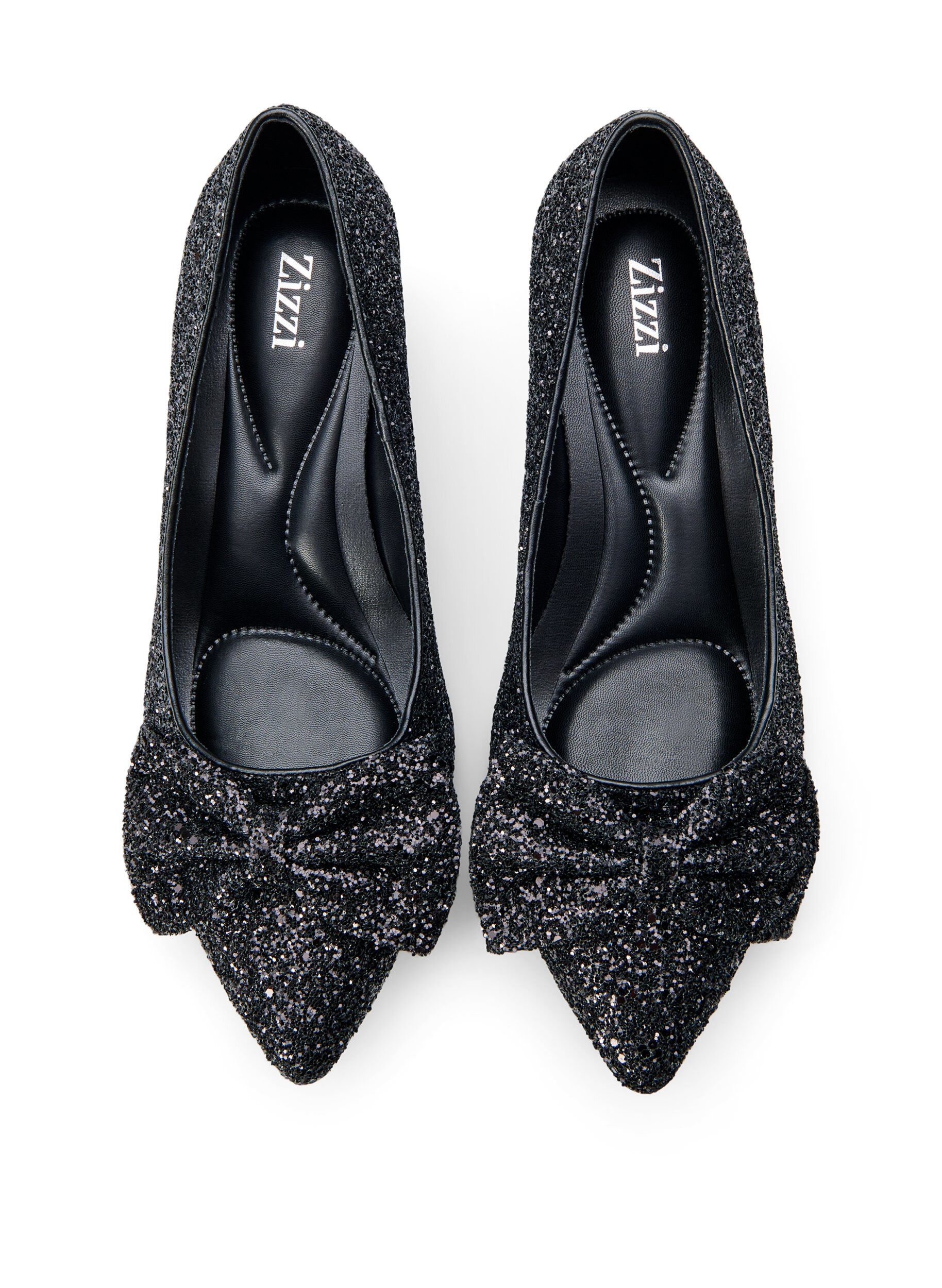 Zizzi Wide fit - Glitterpumps med sl&oslash;yfe, Svart, Packshot image number 2