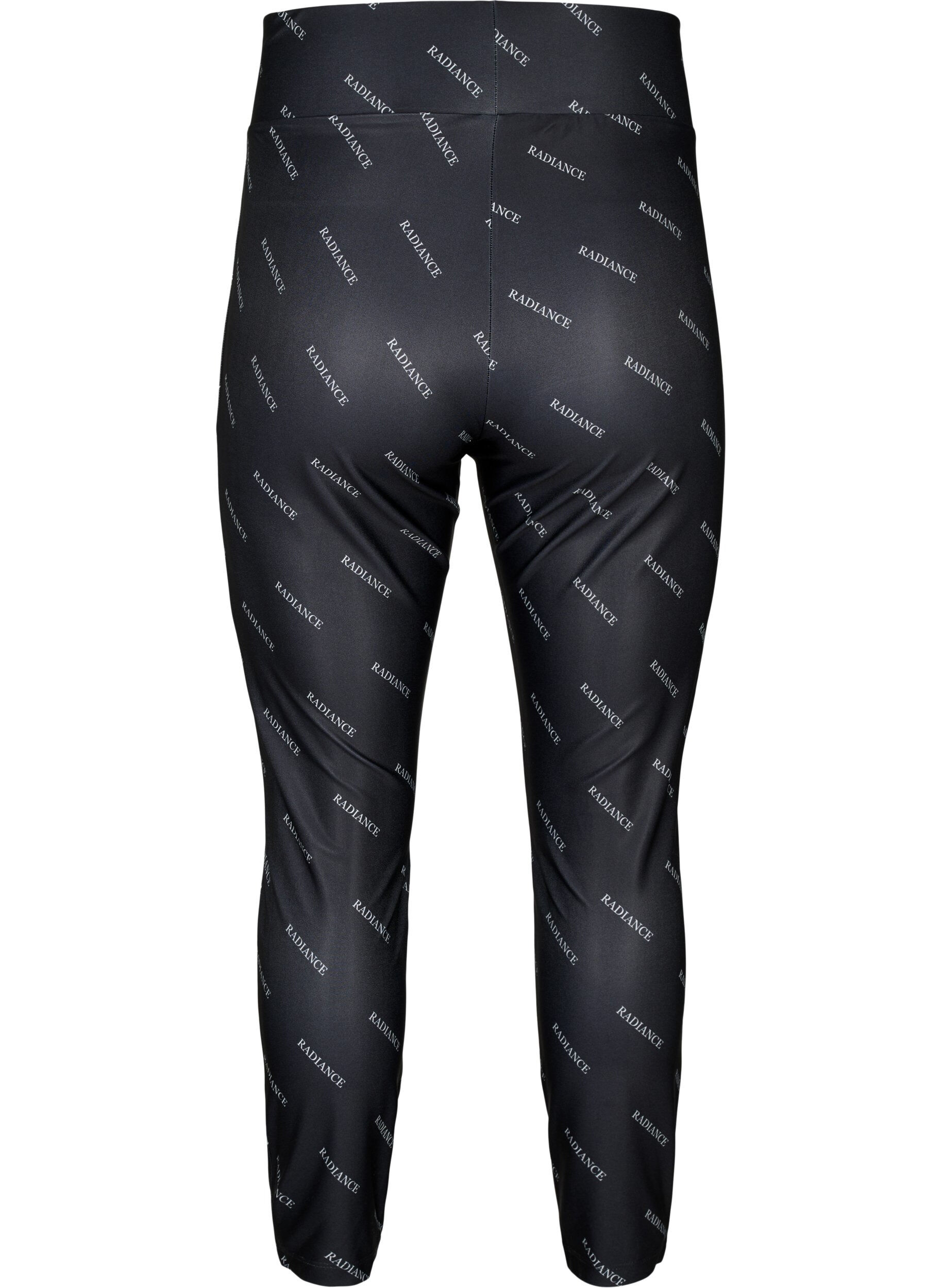 Zizzi Leggings med teksttrykk, Black Radiance, Packshot image number 1