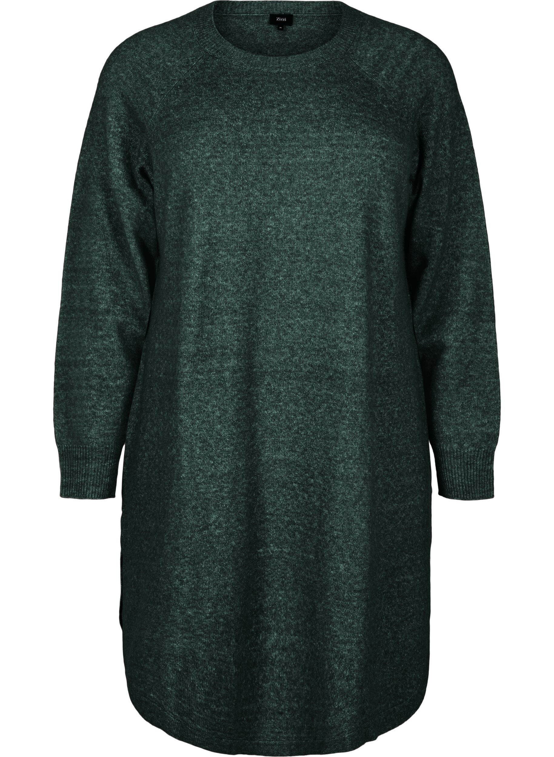 Kort strikket kjole med rund hals