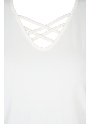 Topp med V-hals og kryssdetaljer, Warm Off-white, Packshot image number 2