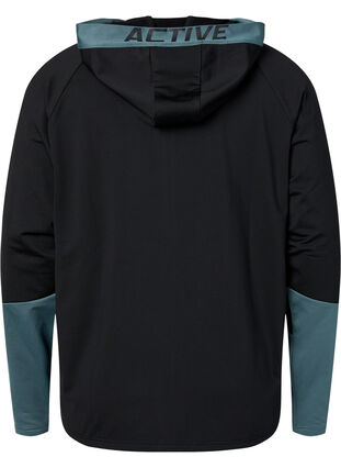 Treningscardigan med hette, Black, Packshot image number 1