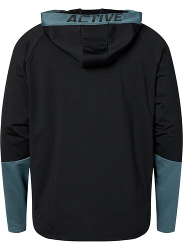 Treningscardigan med hette, Black, Packshot image number 1