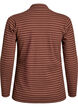 Stripet ribbet jerseybluse med høy hals, Brun, Packshot image number 1