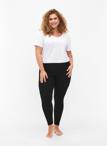 Zizzi FLASH - 2-pack bomull tights, Svart, Model image number 1