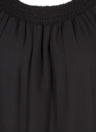 Kortermet bluse med smock og en lett struktur, Black, Packshot image number 2