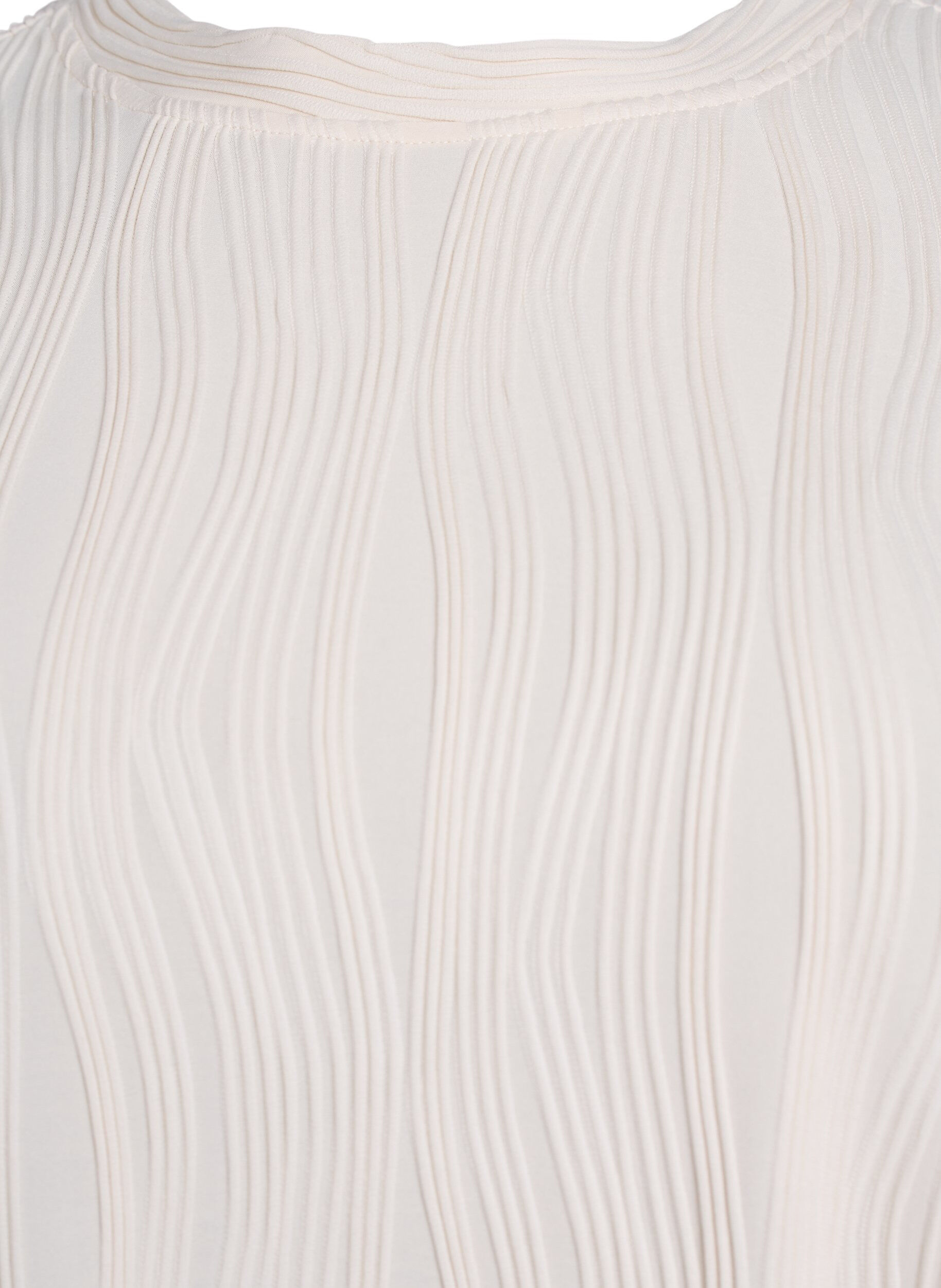 Zizzi Bluse med korte ermer og b&oslash;lget tekstur, Beige, Packshot image number 2