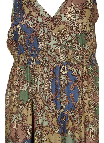 Ermeløs midikjole i viskose med paisleymønster, Green Paisley, Packshot image number 2