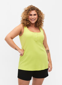 Topp med rund hals i et ribbet materiale, Wild Lime, Model
