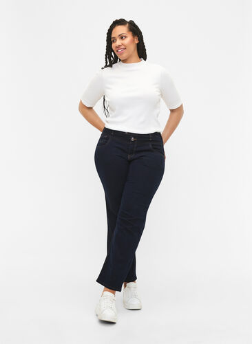 Regular fit Gemma jeans med høyt liv, Blue denim, Model image number 0