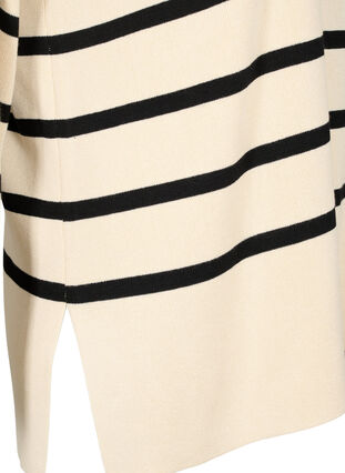 Zizzi Stripete viskose genser, Sandshell/Black S., Packshot image number 3