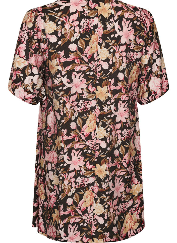 Kort A-linje kjole med V-hals, Rosa, Packshot image number 1