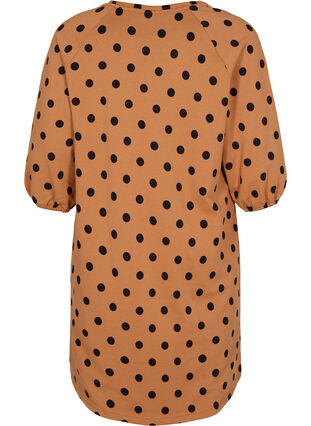 Prikkete kjole med 3/4-ermer, Almond Black Dot, Packshot image number 1
