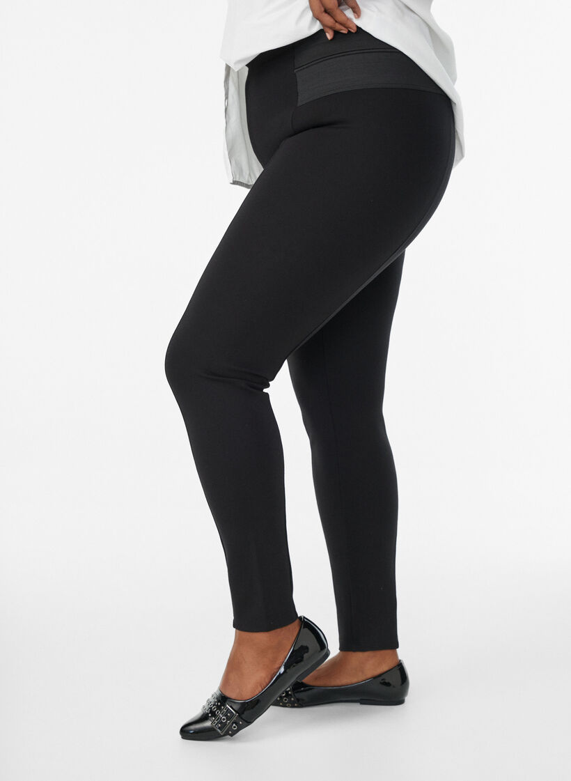 Leggings med bred strikk i livet, Svart, Model