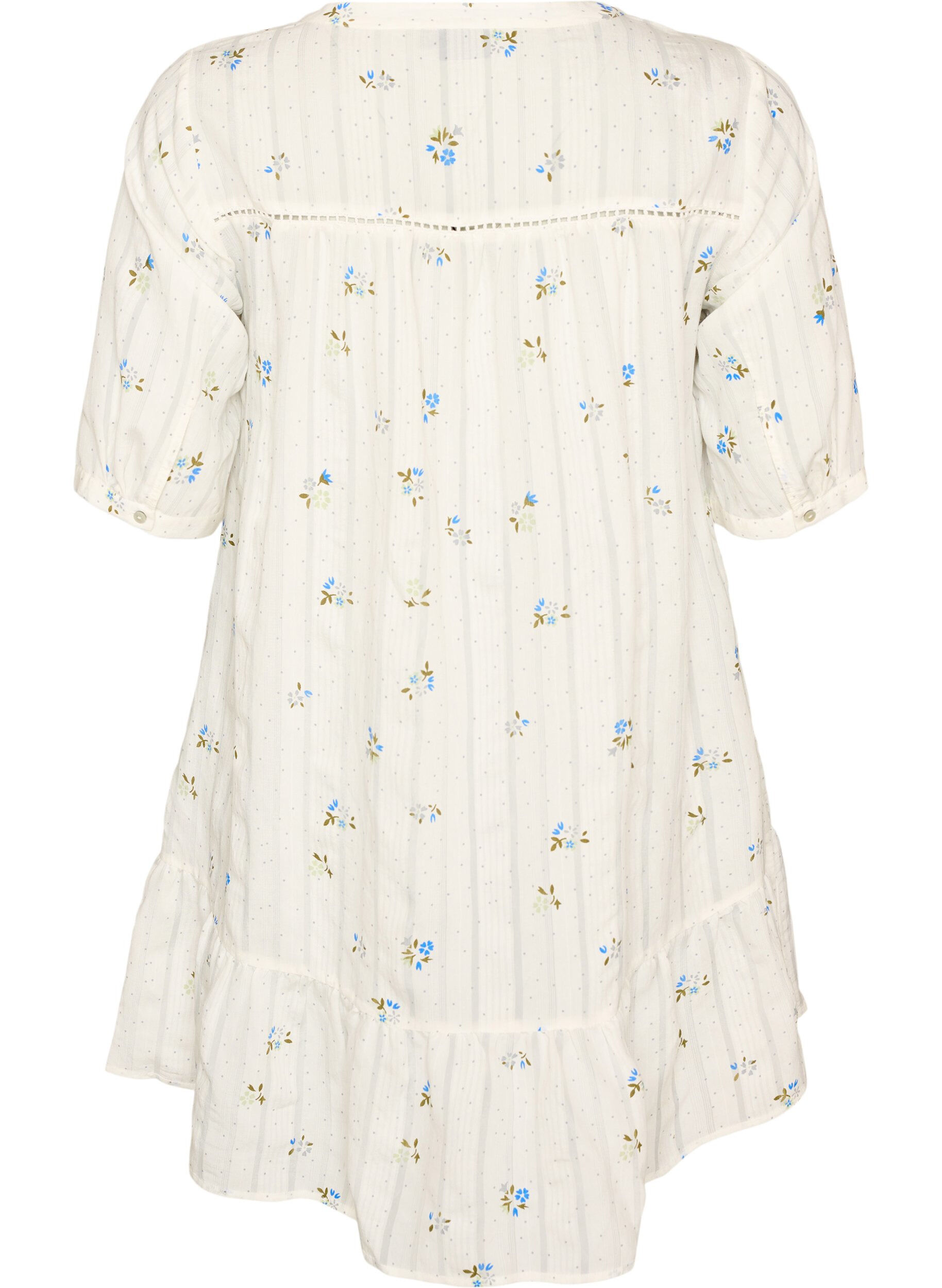 ZizziKort kjole i viskose med blondedetalj og A-formet snitt, Vanilje, Packshot image number 1