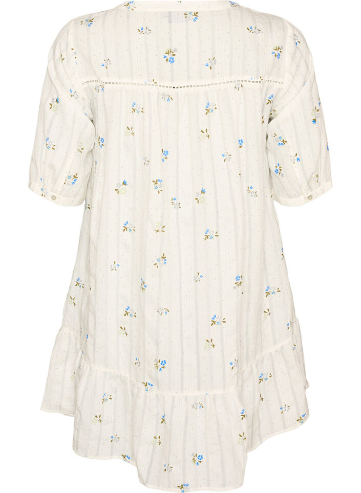 Kort kjole i viskose med blondedetalj og A-formet snitt, Vanilje, Packshot image number 1