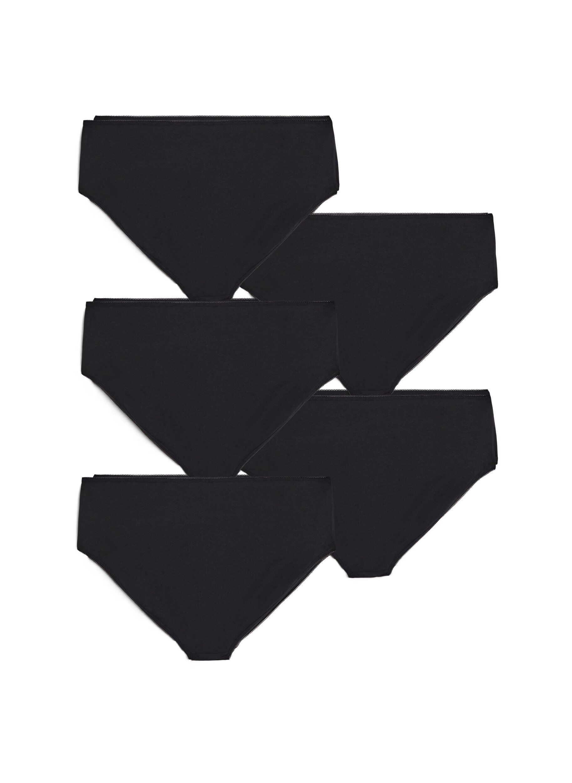 Zizzi5-pack bomullstruser med vanlig midje, Svart, Packshot image number 1