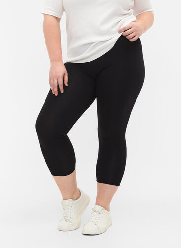 Zizzi Basis 3/4 leggings i viskose, Svart, Model image number 0