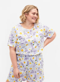 Oversize pysjamas T-skjorte med mønster, Lavender Blue AOP, Model