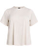 Bluse med korte ermer og bølget tekstur, Beige, Packshot image number 0