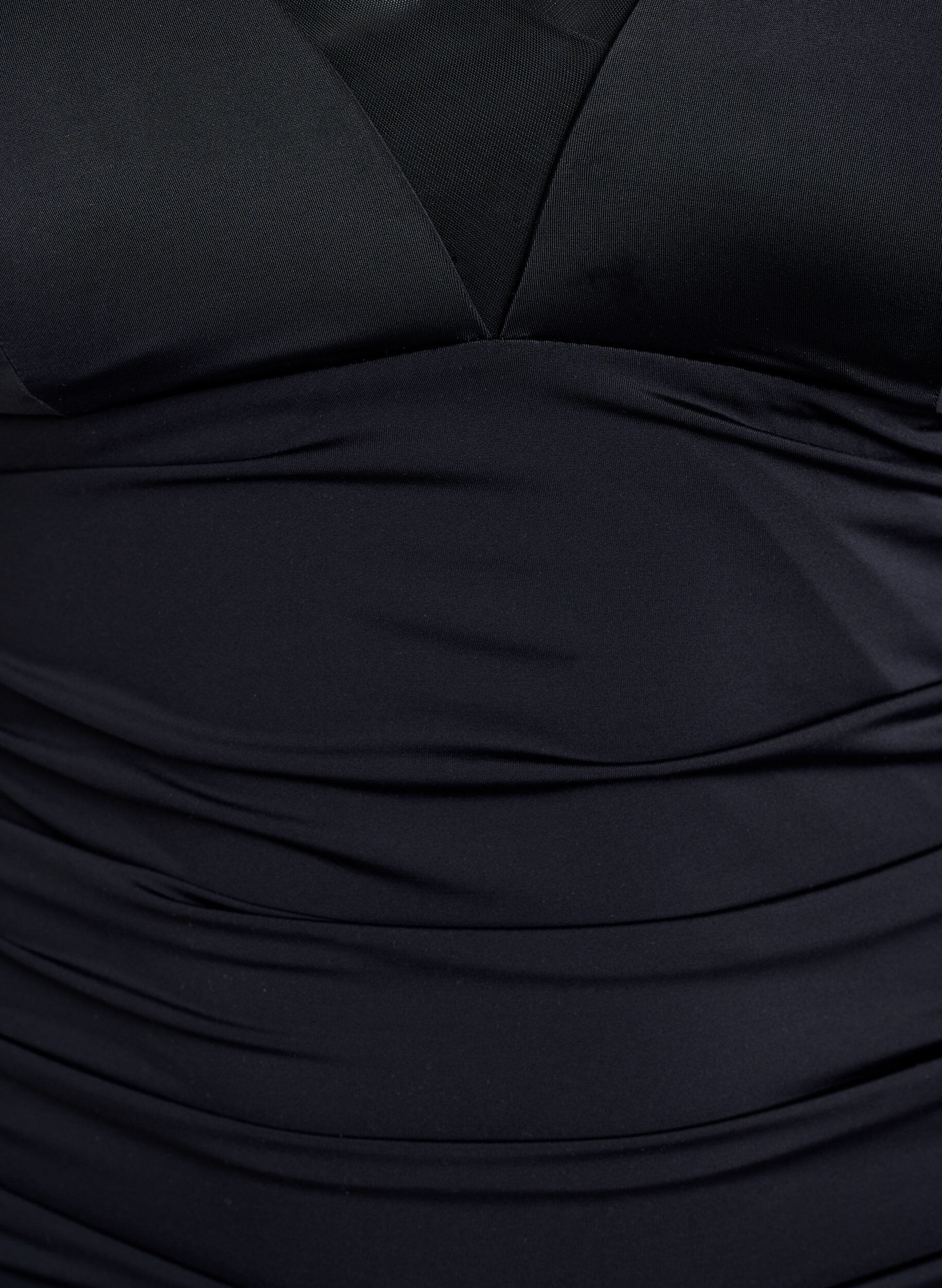 Zizzi Badedrakt med V-hals og nettingdetalj, Svart, Packshot image number 2