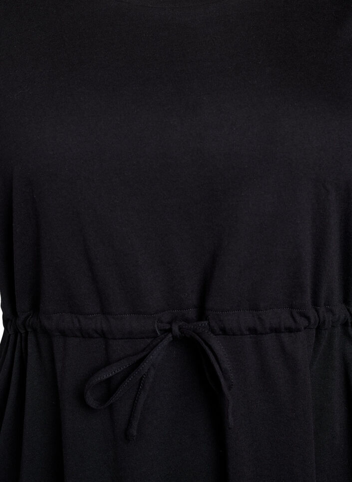 FLASH - Kort T-skjortekjole med bindebelte, Svart, Packshot image number 2