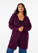 Lang strikket cardigan med ull og hette, Potent Purple Mel., Model image number 0