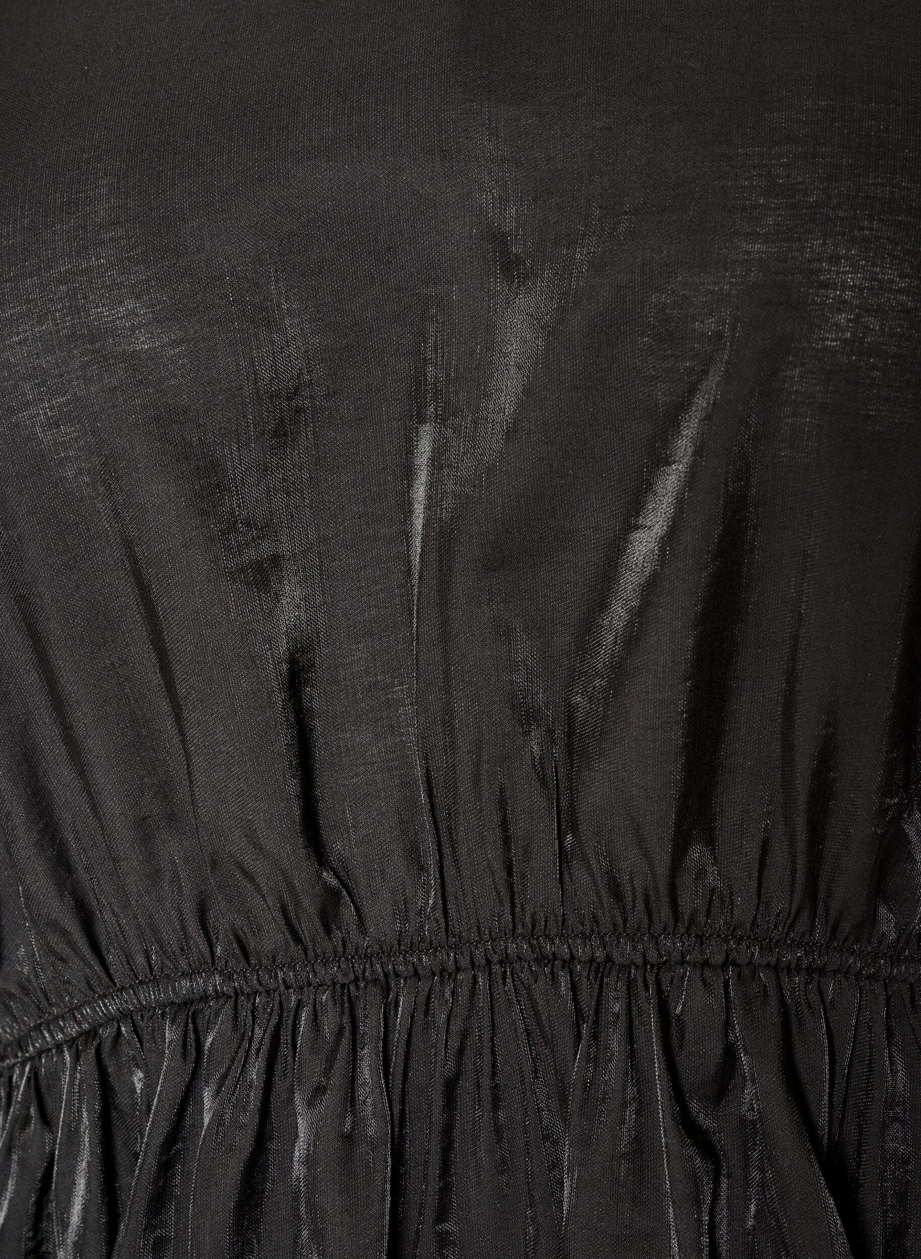ZizziSkinnende viskosebluse med peplumeffekt, Svart, Packshot image number 2