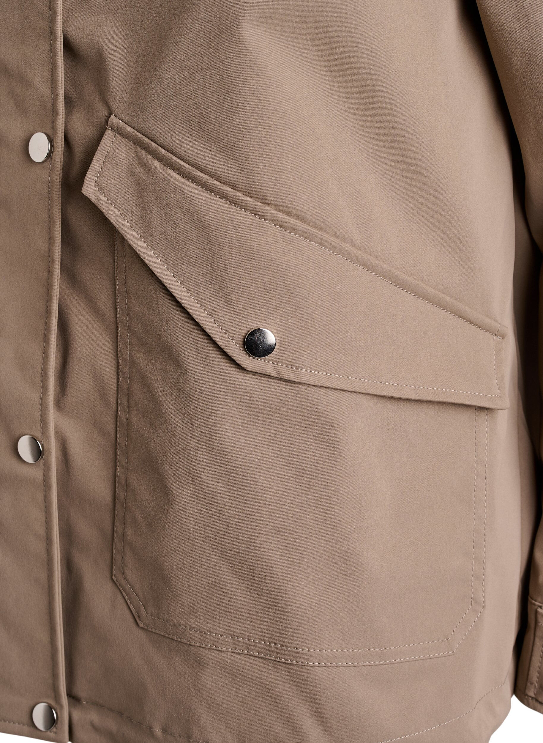 ZizziKort v&aring;rjakke med avtagbar hette, Beige, Packshot image number 3