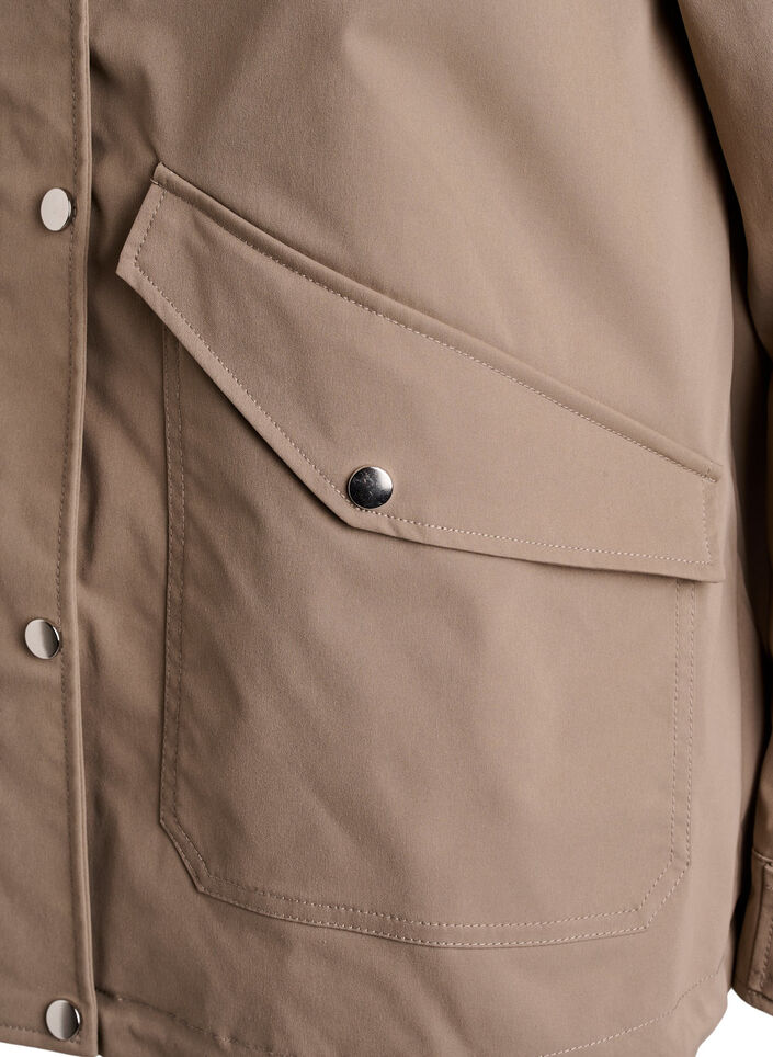 Kort v&aring;rjakke med avtagbar hette, Beige, Packshot image number 3
