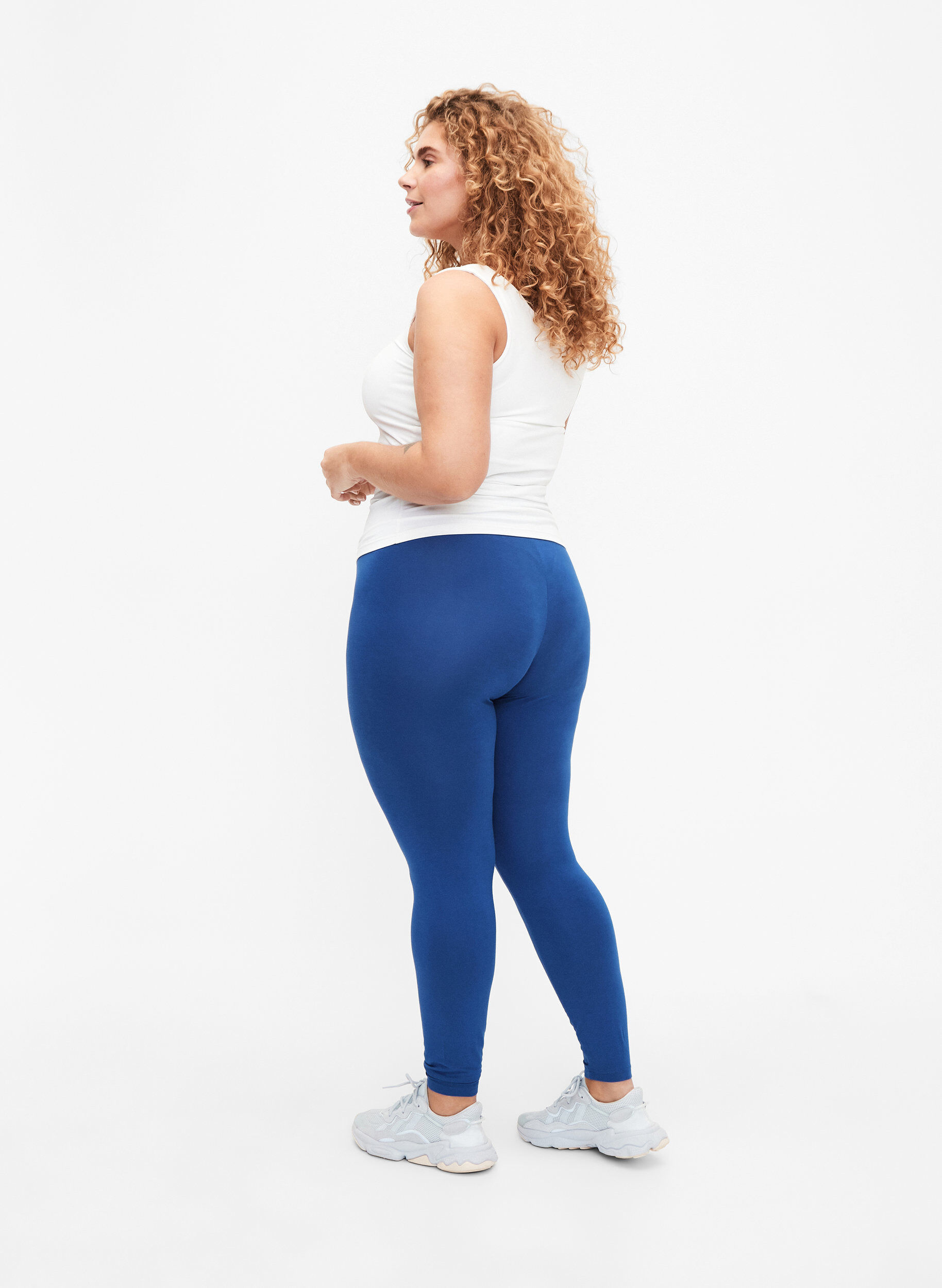 Zizzi Basis leggings i viskose, Bl&aring;, Model image number 2
