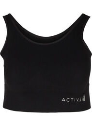 Ensfarget sports-BH med en krysset rygg, Black