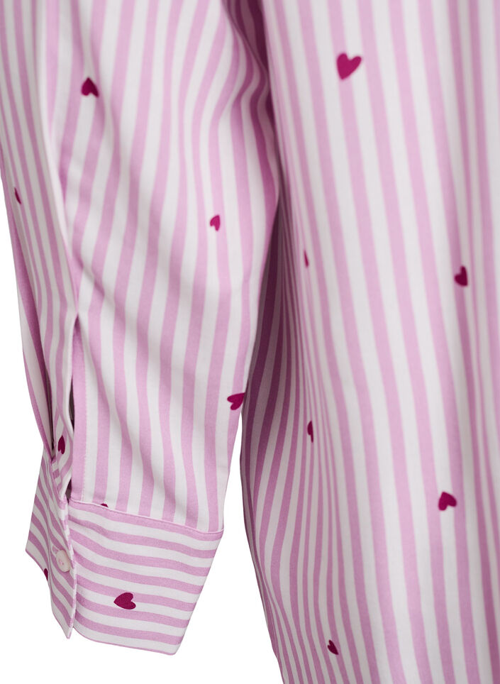 Nattkjole med striper og hjerter, Rosa, Packshot image number 3