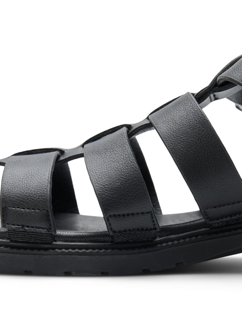 Sandaler i skinn og med wide fit, Svart, Model image number 0