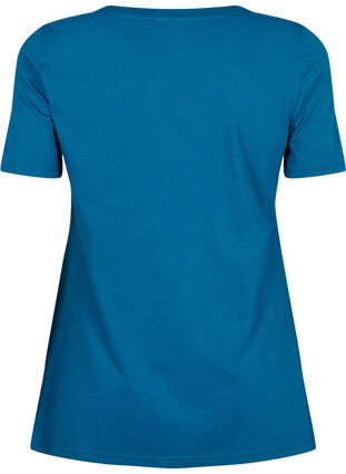 T-skjorte i bomull med tekst, Blue Coral HAPPY, Packshot image number 1