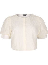 Fest bluse med paljetter og 1/2 ermer, Vanilje Fest bluse med paljetter og 1/2 ermer