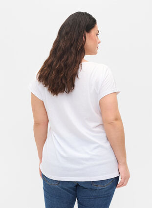 T-skjorte i bomullsmiks, Bright White, Model image number 2