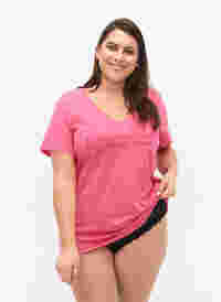 Pysjamas T-skjorte av bomull med trykk, Hot Pink w. Be, Model