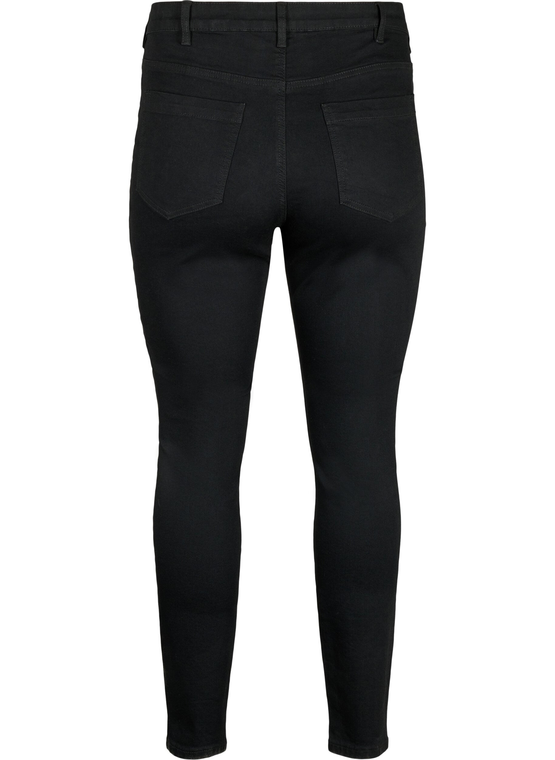 ZizziAmy jeans med h&oslash;y midje og supersmal passform, Svart, Packshot image number 1