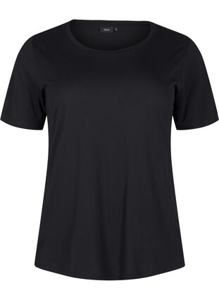 Zizzi T-skjorte i ull og viskose, Black, Packshot image number 0