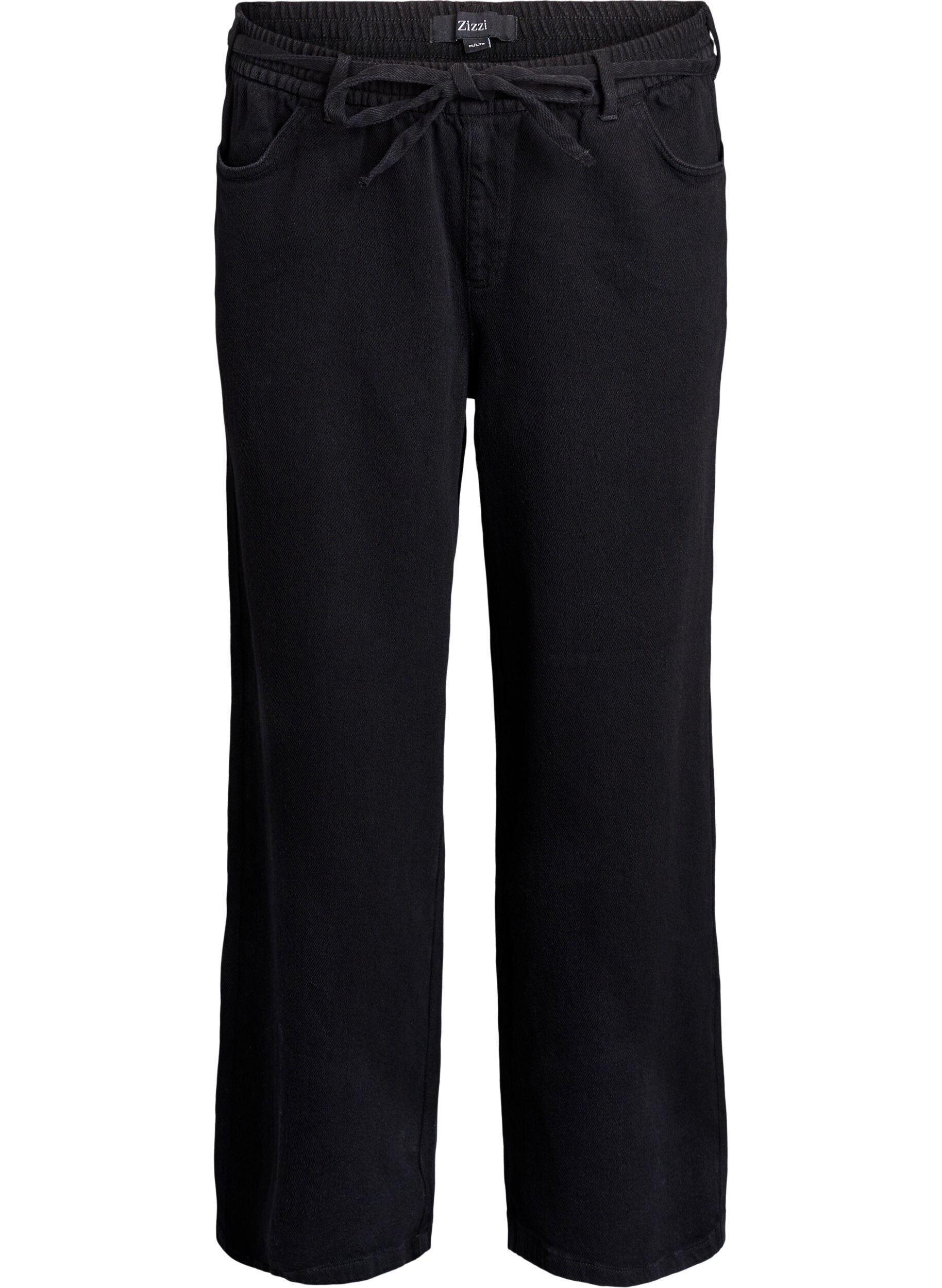 Loose fit-jeans med elastisk linning og sn&oslash;ring
